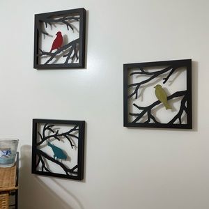 Set of 3 birds art hangings